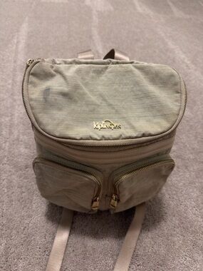 Kipling Taupe Nylon Mini Backpack with Gold Hardware